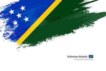 Happy independence day of Solomon Islands with grungy stylish brush flag background