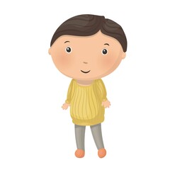 Cute little cartoon boy isolated on white background. Vector illustration.