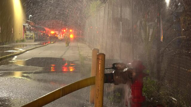fire hydrant on from fire