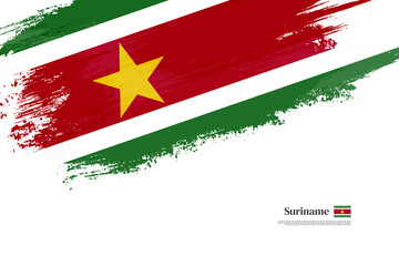Happy independence day of Suriname with grungy stylish brush flag background