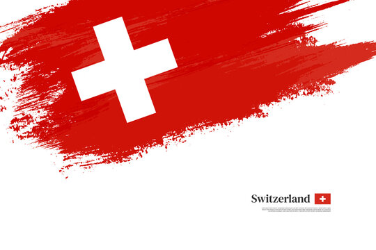 Happy independence day of Switzerland with grungy stylish brush flag background
