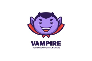 Cute Vampire Halloween Party Mascot Logo Template