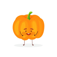 Obraz premium Cute, funny and happy pumpkin set character. Vegetable vector illustration