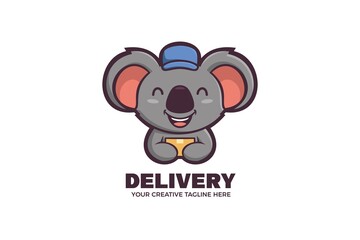 Koala Delivery Courier Mascot Character Logo Template