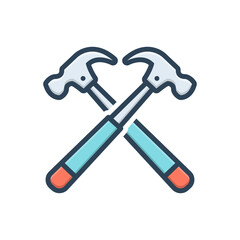 Color illustration icon for hammer
