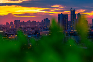 abstract background view of the colorful twilight sky.In the evening, the colorful changes (pink,...