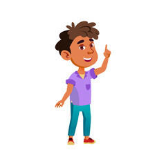 latino small boy has an idea for game cartoon vector. latino small boy has an idea for game character. isolated flat cartoon illustration