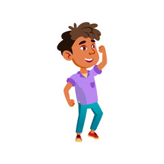 hispanic happy boy celebrating victory cartoon vector. hispanic happy boy celebrating victory character. isolated flat cartoon illustration