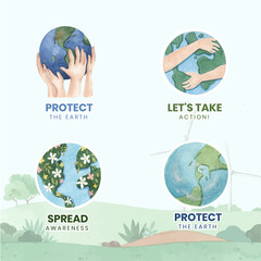 Logo design with World Environment Day concept,watercolor style