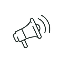 Speaker line icon. Simple outline style. Loud, megaphone, alert, loudspeaker, microphone, sign, announcement, broadcast oncept. Vector illustration isolated on white background. Thin stroke EPS 10