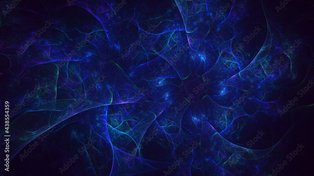 Wall mural 3d rendering abstract blue fractal light background