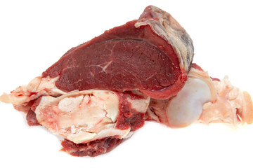 fresh beef bone on white background