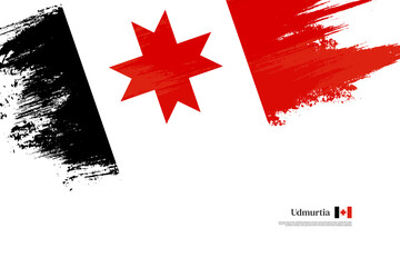 Happy national day of Udmurtia with grungy stylish brush flag background