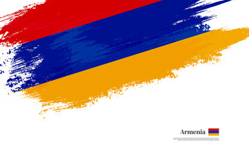 Happy independence day of Armenia with grungy stylish brush flag background