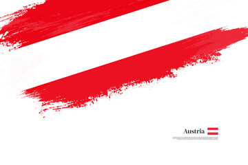 Happy national day of Austria with grungy stylish brush flag background - obrazy, fototapety, plakaty