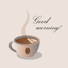 illustration with a cup of coffee in a vector