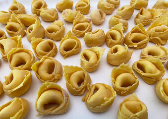 Raw Italian Tortellini. Traditional Italian Pasta
