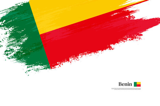 Happy independence day of Benin with grungy stylish brush flag background