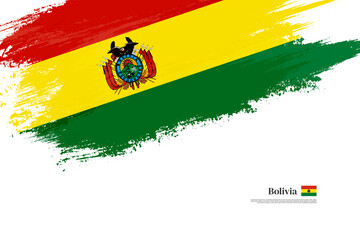 Happy independence day of Bolivia with grungy stylish brush flag background - obrazy, fototapety, plakaty