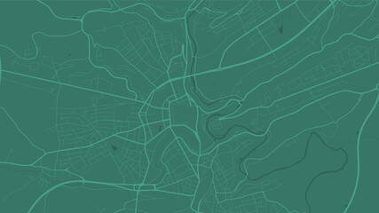 Green Luxembourg City area vector background map, streets and water cartography illustration.