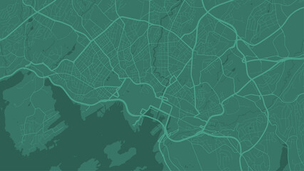Green Oslo City area vector background map, streets and water cartography illustration. - obrazy, fototapety, plakaty