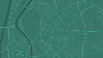 Green Seville City area vector background map, streets and water cartography illustration.