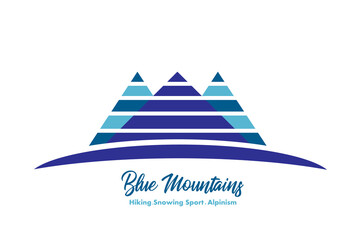 Logo blue mountains silhouette line art icon id card business vector image graphic illustration design template