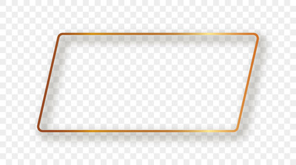 Gold glowing rounded rectangular shape frame with shadow
