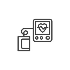 Heart rate measuring line icon