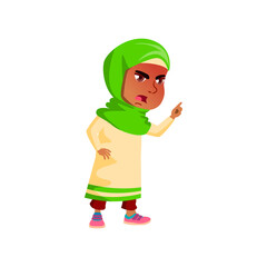 angry arabic girl kid shouting at sister cartoon vector. angry arabic girl kid shouting at sister character. isolated flat cartoon illustration