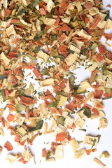  julienne Dehydrated Soup on white background