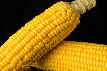 Close up Corn on black