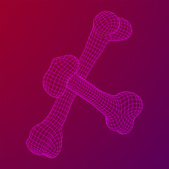 Anatomy Dog Bone object. Wireframe low poly mesh vector illustration