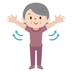 深呼吸をするシニア女性