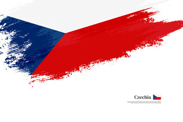 Happy independence day of Czechia with grungy stylish brush flag background