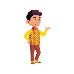 pretty japanese boy communicate with family cartoon vector. pretty japanese boy communicate with family character. isolated flat cartoon illustration