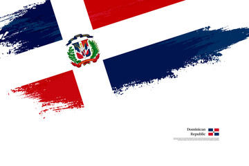 Happy independence day of Dominican Republic with grungy stylish brush flag background - obrazy, fototapety, plakaty