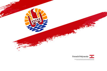 Happy internal autonomy day of French Polynesia with grungy stylish brush flag background
