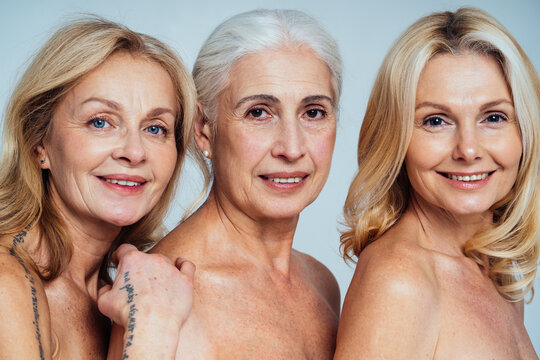 Beautiful senior women posing on a beauty photo session.