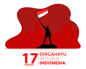 Fototapeta premium Indonesia Independence Day Youth City Landscape Flat Design