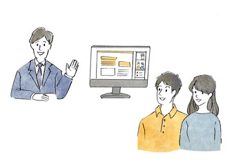 オンラインで会話する営業マンと夫婦