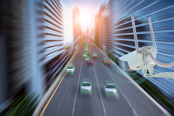 CCTV infrared camera new technology 4.0 signal for Checking speed of cars on high way street and...