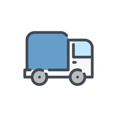 Delivery truck color line icon. Shipping and transport van vector outline colorful sign.