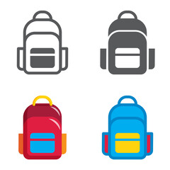 School Backpack designed icons set. Vector illustration..