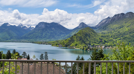 Fototapeta na wymiar beautiful view on french Alps at lake Annecy, France