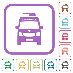 Ambulance car front view simple icons