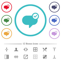 Message sent flat color icons in circle shape outlines