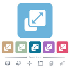 Resize element flat icons on color rounded square backgrounds