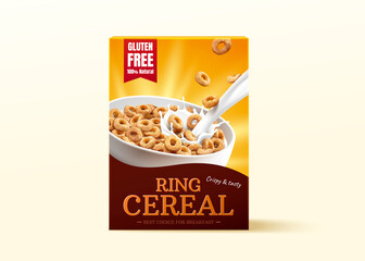 3d cereals carton box mockup
