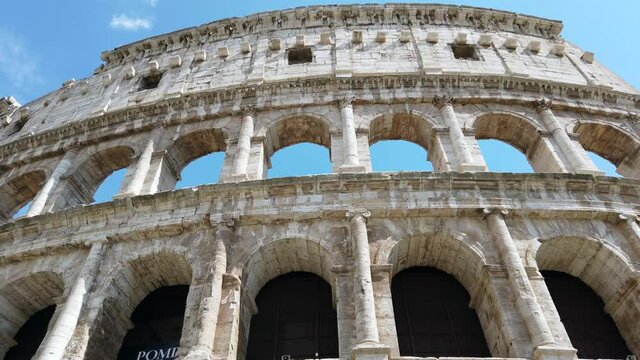 Europe, Italy , Rome - Few  tourists return to visit The Colosseum theater ruin  or Coliseum Unesco world heritage after finish of lockdown due covid-19 Coronavirus 